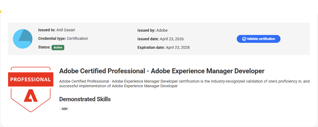 Adobe Certified Professional — AEM Developer